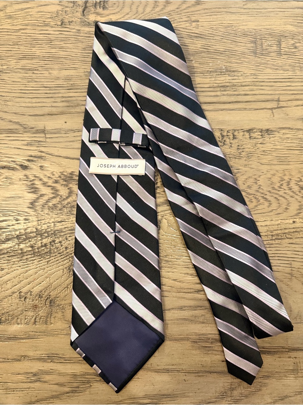 Joseph Abboud Black and Silver Diagonal Stripe Silk Tie